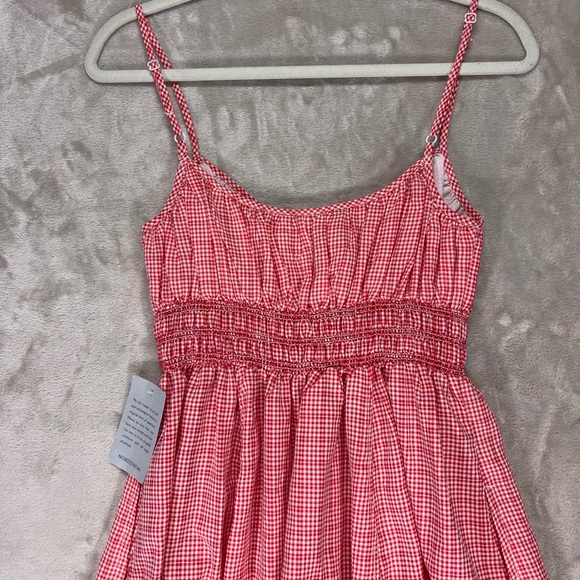 Max Studio London Red Gingham Smocked Midi Sundress Size L NWT Nordstrom - Picture 14 of 14